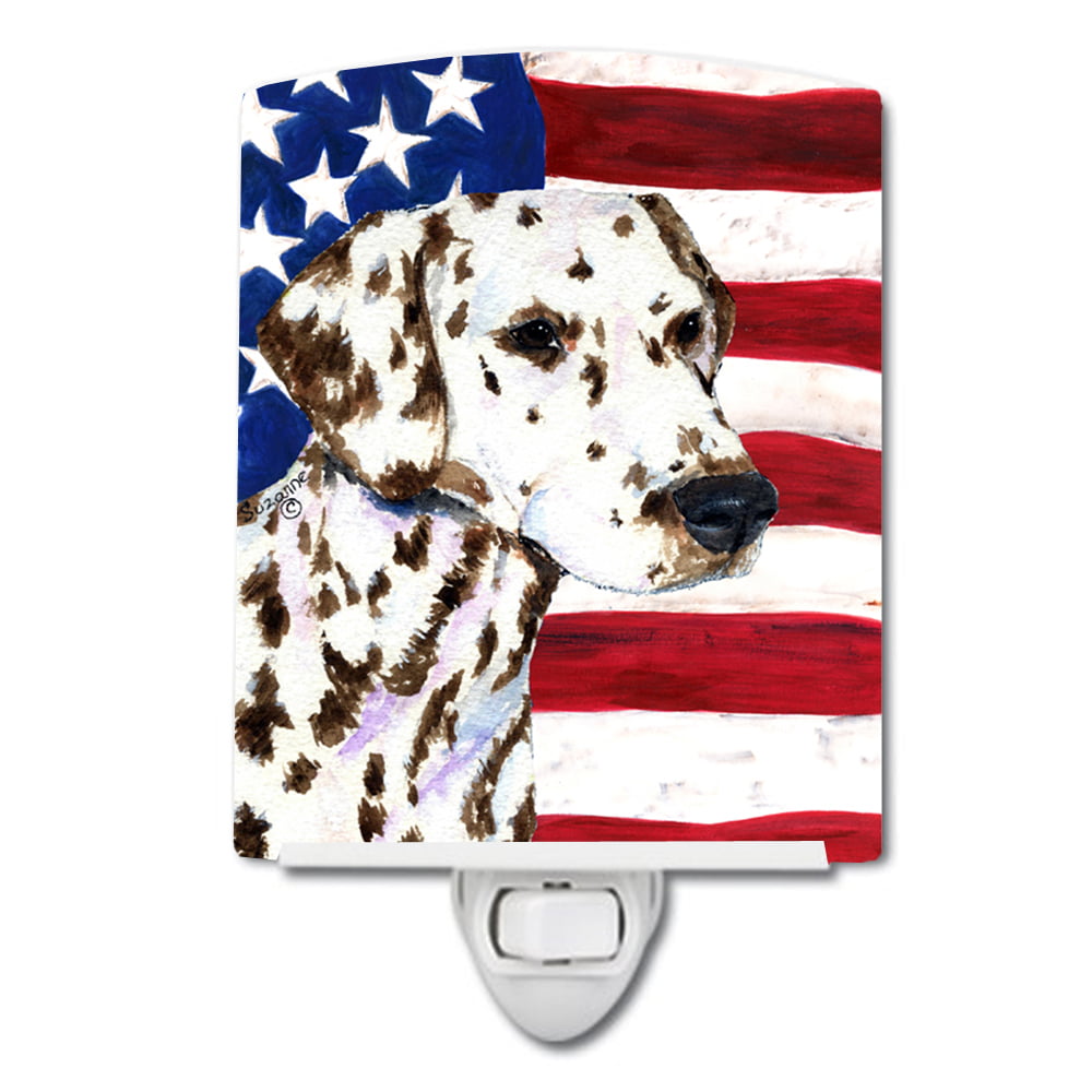 USA American Flag with Dalmatian Ceramic Night Light