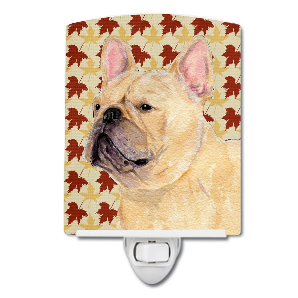 French Bulldog Fall Leaves Portrait Ceramic Night Light