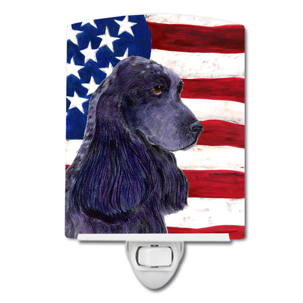USA American Flag with Cocker Spaniel Ceramic Night Light