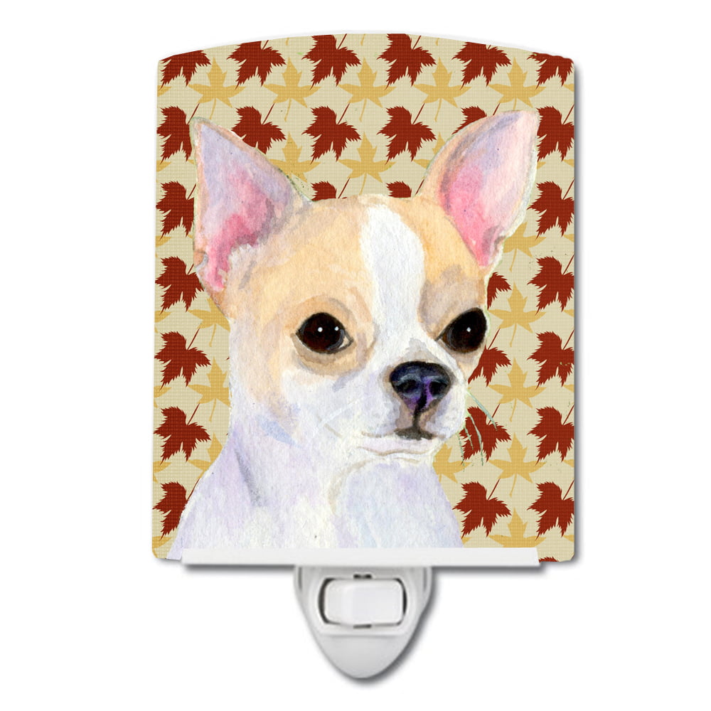 Chihuahua Fall Leaves Portrait Ceramic Night Light