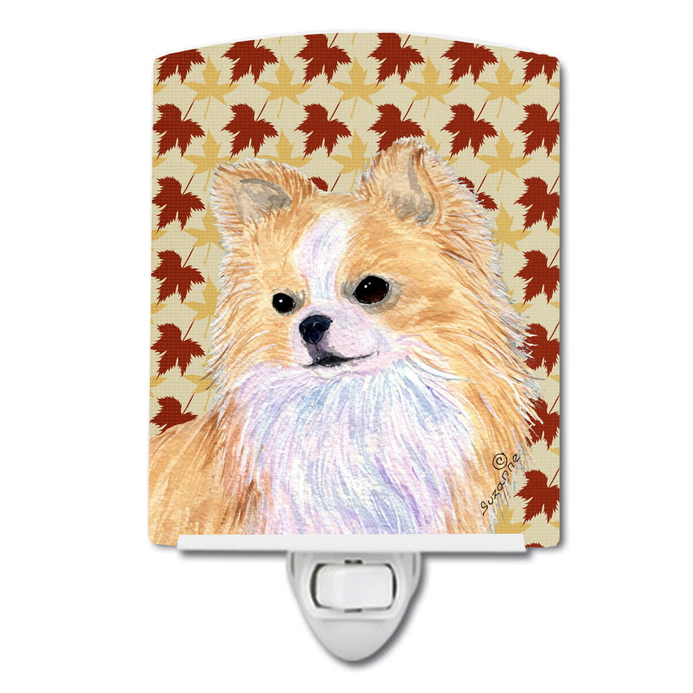 Chihuahua Fall Leaves Portrait Ceramic Night Light