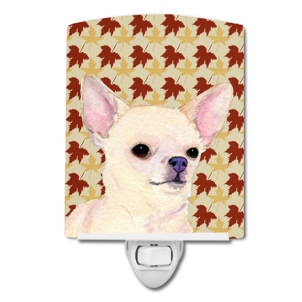 Chihuahua Fall Leaves Portrait Ceramic Night Light