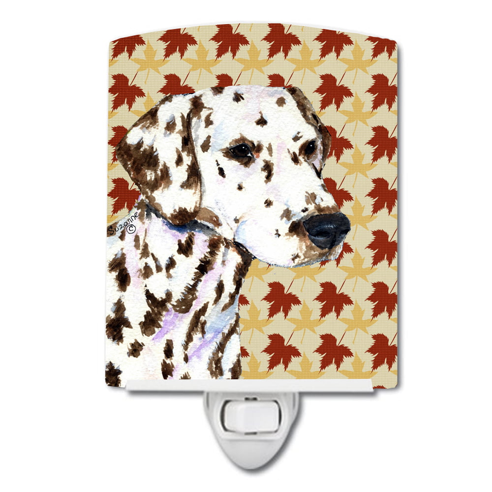Dalmatian Fall Leaves Portrait Ceramic Night Light