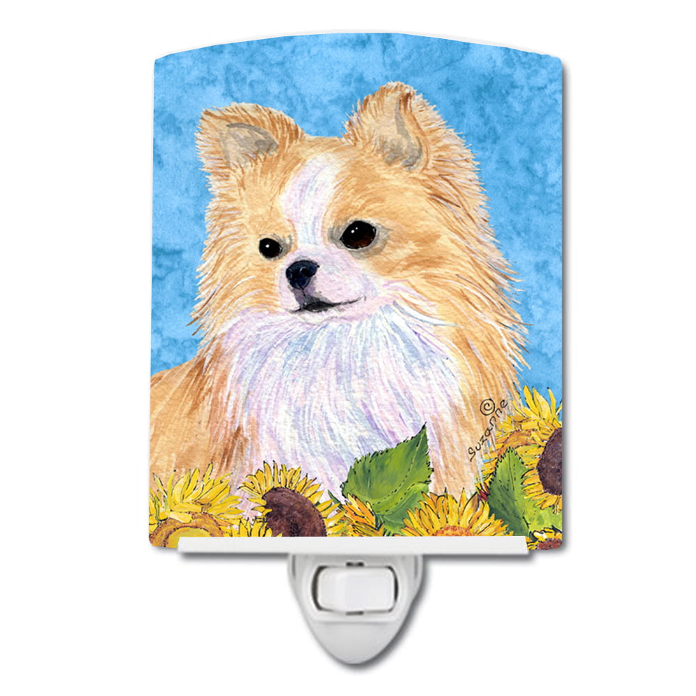 Chihuahua in Summer Flowers Ceramic Night Light