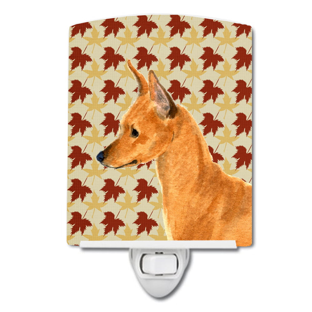 Min Pin Fall Leaves Portrait Ceramic Night Light