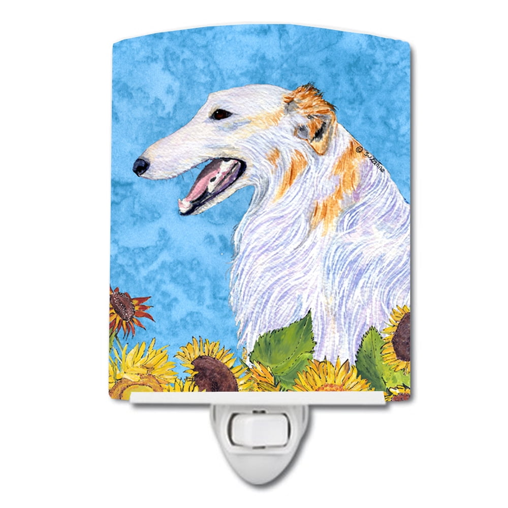Borzoi in Summer Flowers Ceramic Night Light