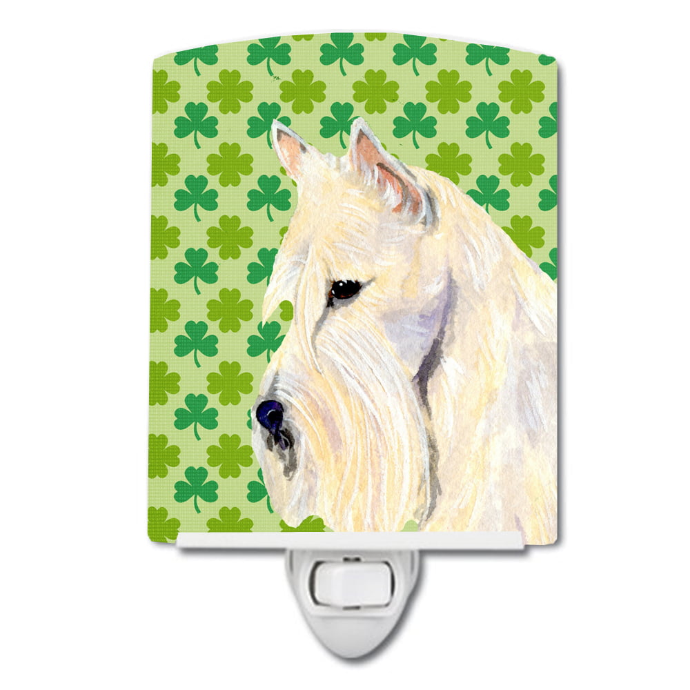 Scottish Terrier St. Patricks Day Shamrock Portrait Ceramic Night Light