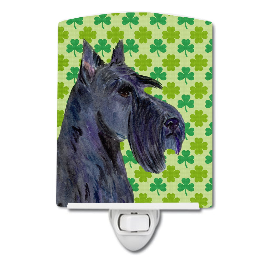Scottish Terrier St. Patricks Day Shamrock Portrait Ceramic Night Light