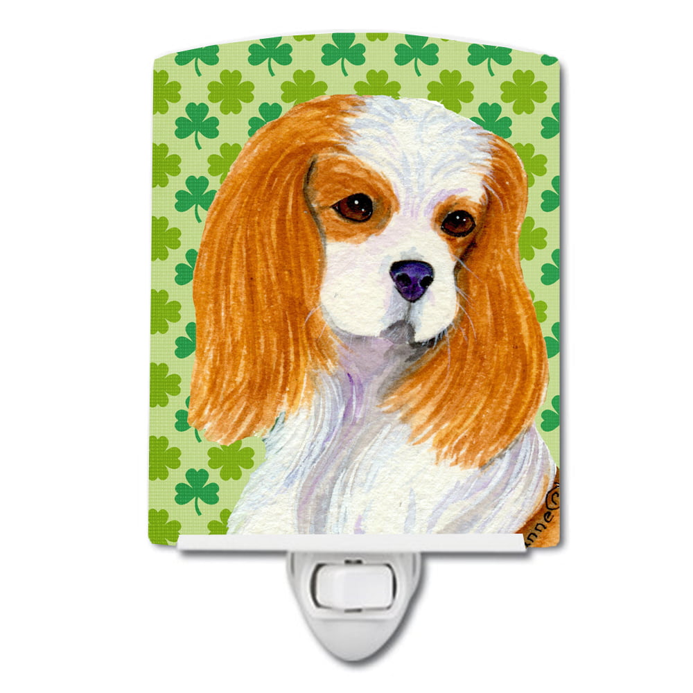 Cavalier Spaniel St. Patricks Day Shamrock Portrait Ceramic Night Light