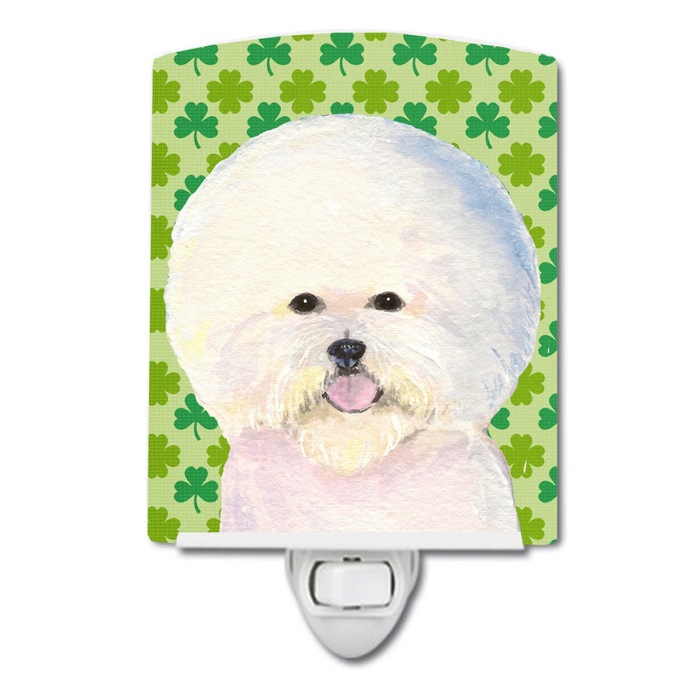 Bichon Frise St. Patricks Day Shamrock Portrait Ceramic Night Light