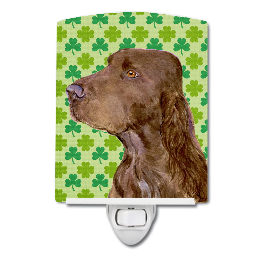 Field Spaniel St. Patricks Day Shamrock Portrait Ceramic Night Light