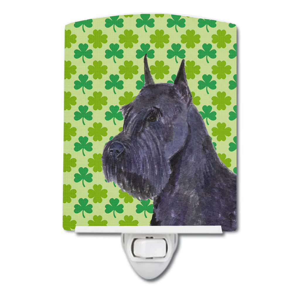 Schnauzer Giant St. Patricks Day Shamrock Portrait Ceramic Night Light