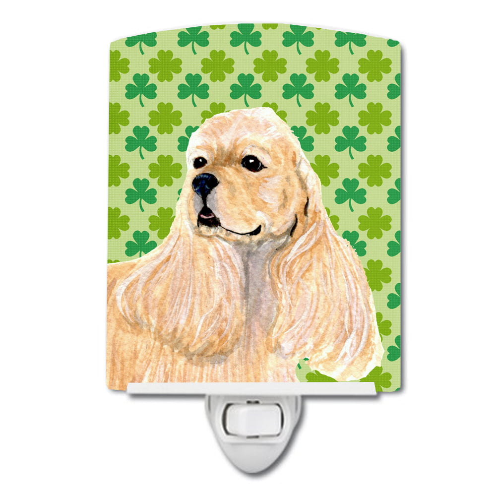Cocker Spaniel St. Patricks Day Shamrock Portrait Ceramic Night Light