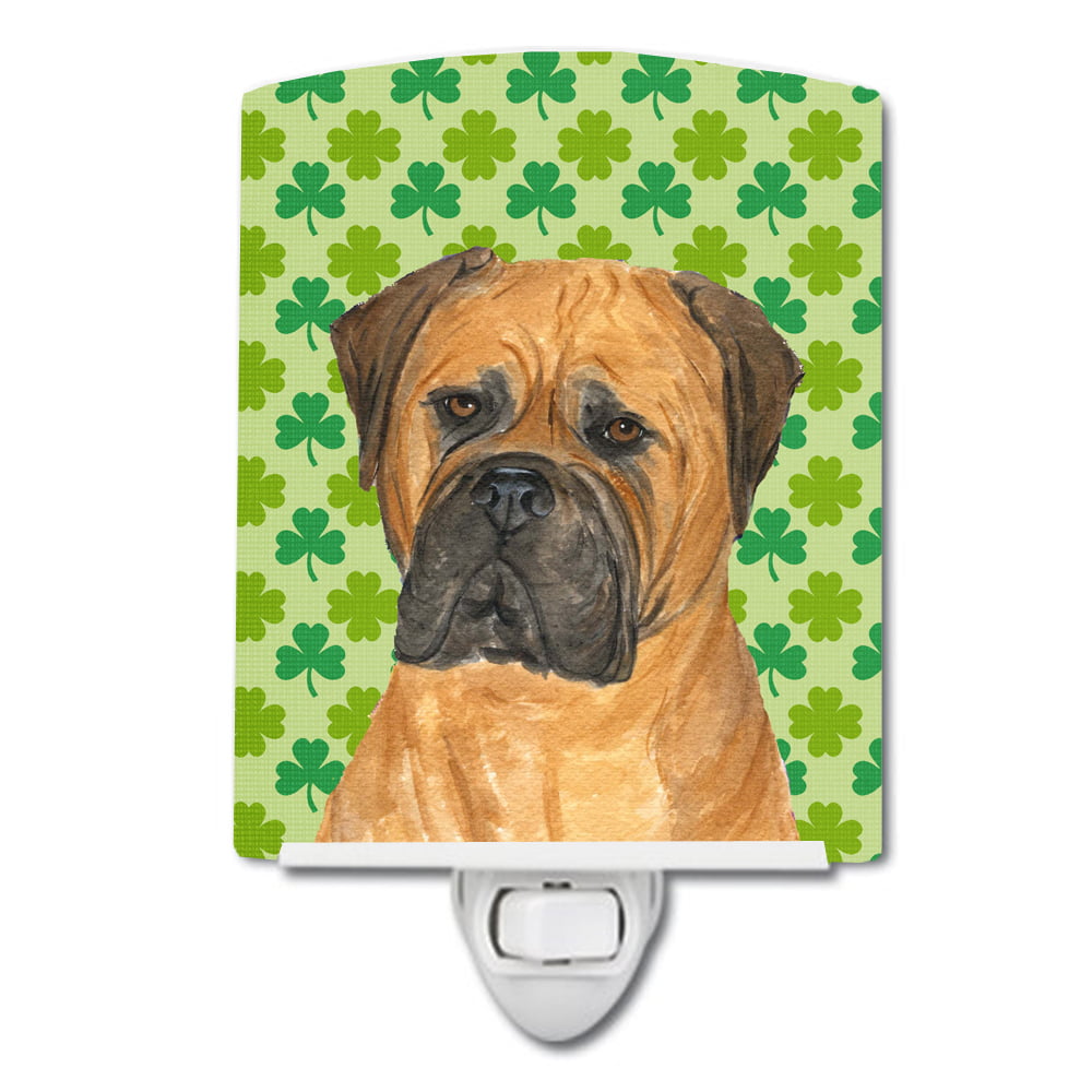 Bullmastiff St. Patricks Day Shamrock Portrait Ceramic Night Light