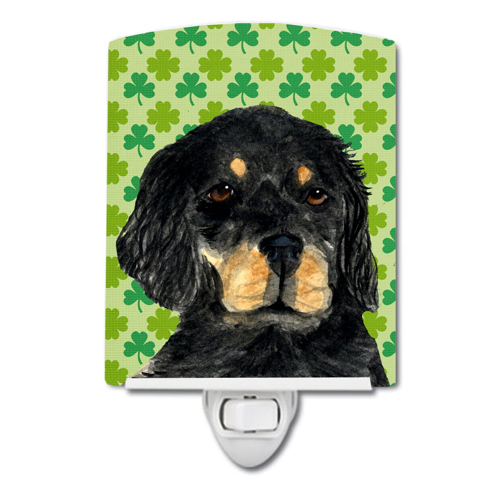 Gordon Setter St. Patricks Day Shamrock Portrait Ceramic Night Light