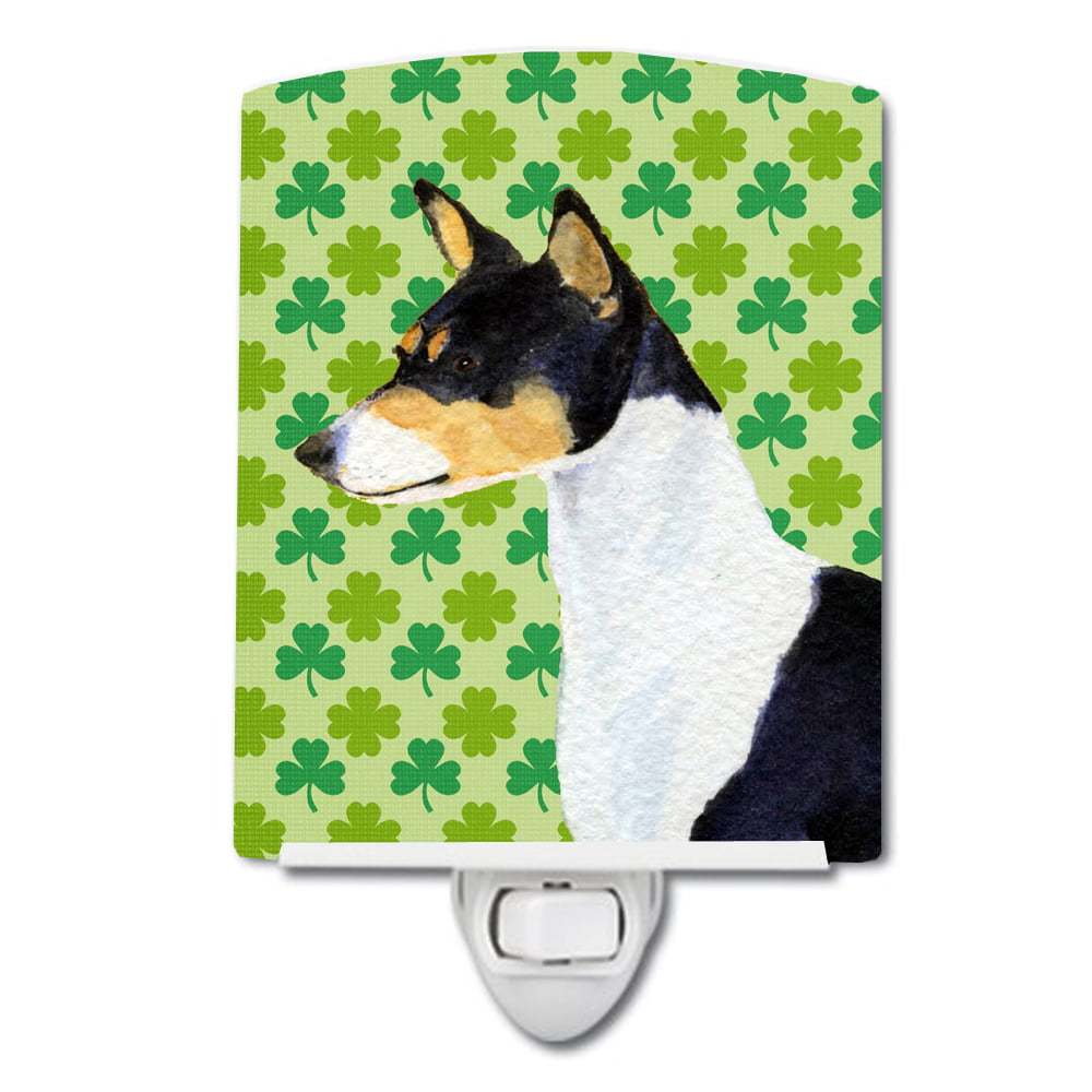 Basenji St. Patricks Day Shamrock Portrait Ceramic Night Light
