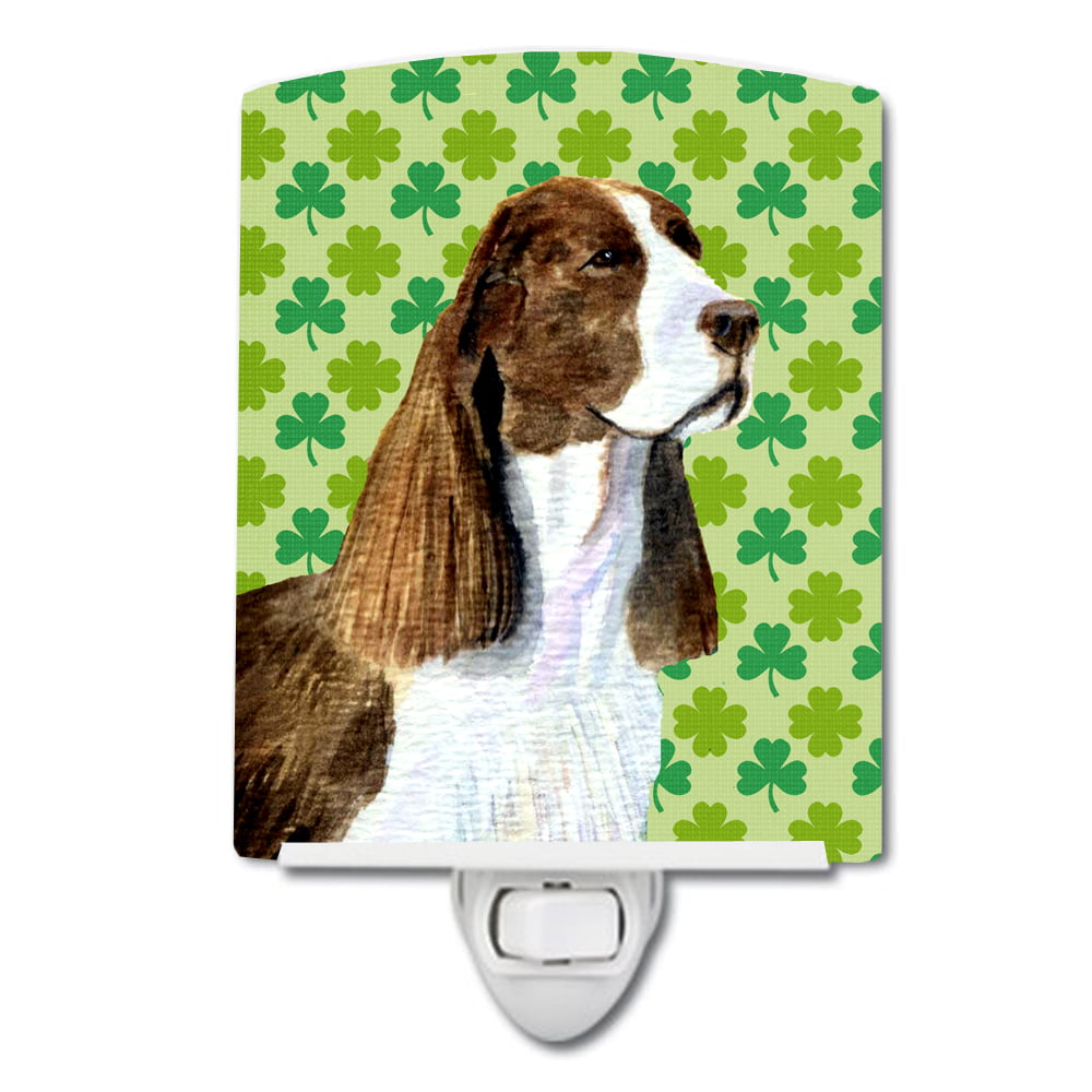 Springer Spaniel St. Patricks Day Shamrock Portrait Ceramic Night Light