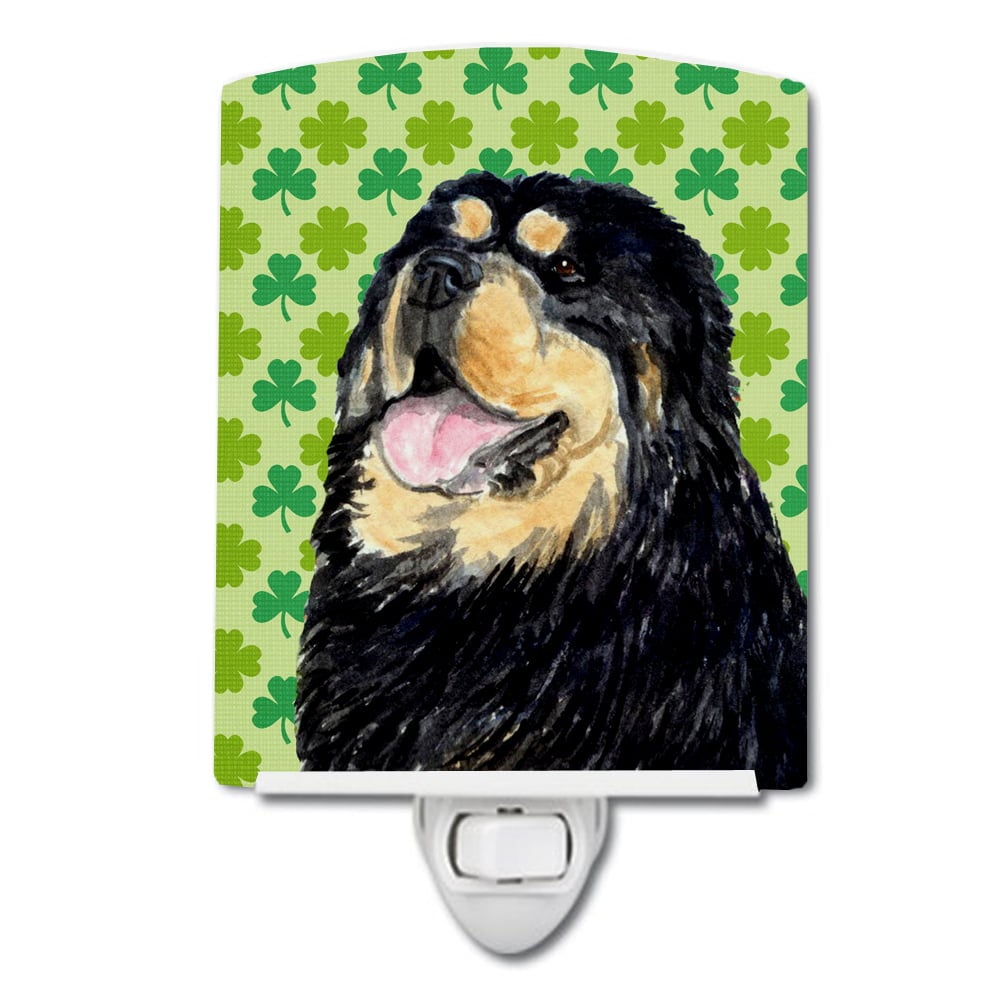Tibetan Mastiff St. Patricks Day Shamrock Portrait Ceramic Night Light