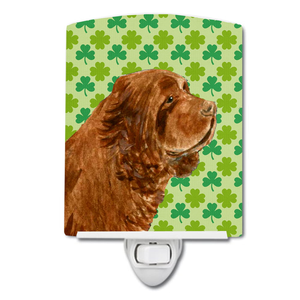 Sussex Spaniel St. Patricks Day Shamrock Portrait Ceramic Night Light