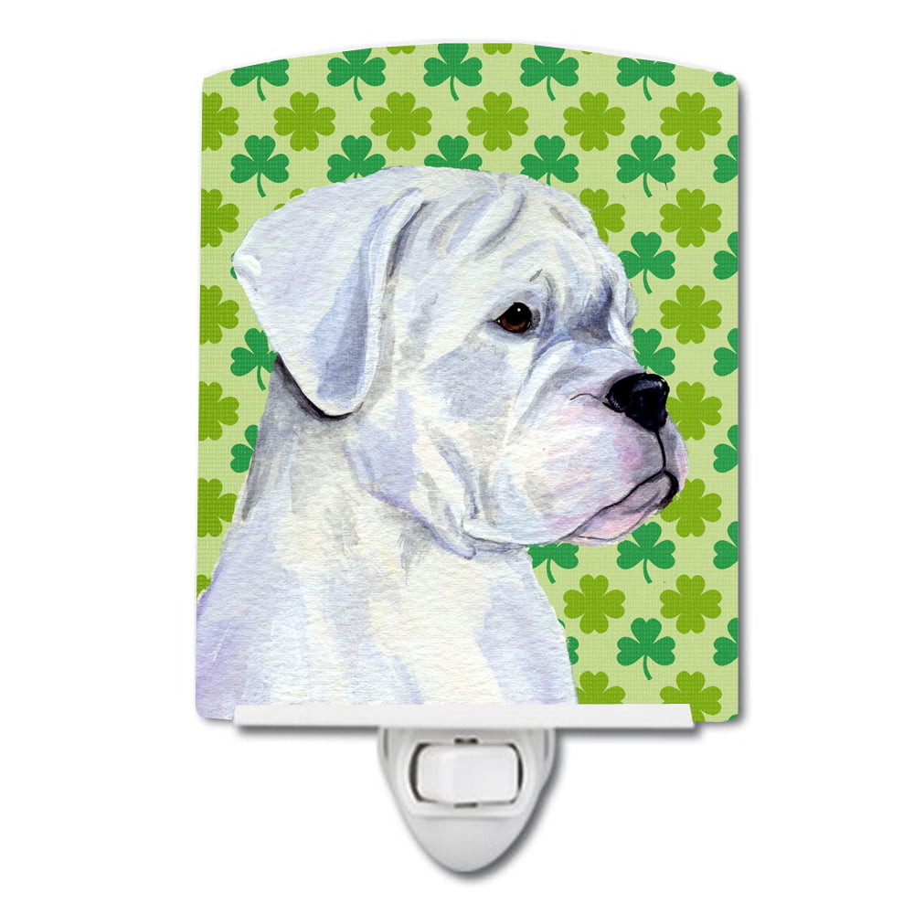 Boxer St. Patricks Day Shamrock Portrait Ceramic Night Light