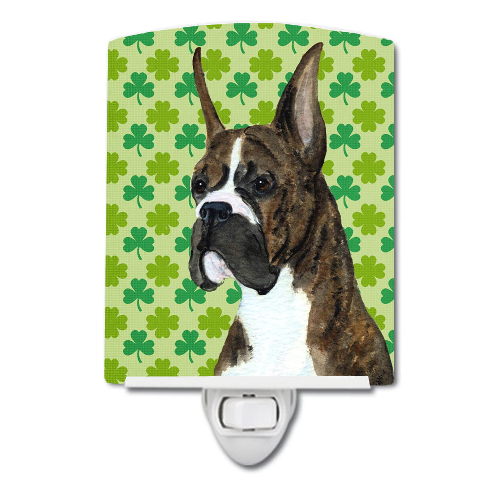Boxer St. Patricks Day Shamrock Portrait Ceramic Night Light
