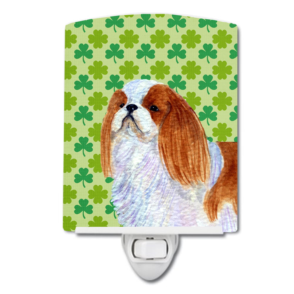 English Toy Spaniel St. Patricks Day Shamrock Portrait Ceramic Night Light