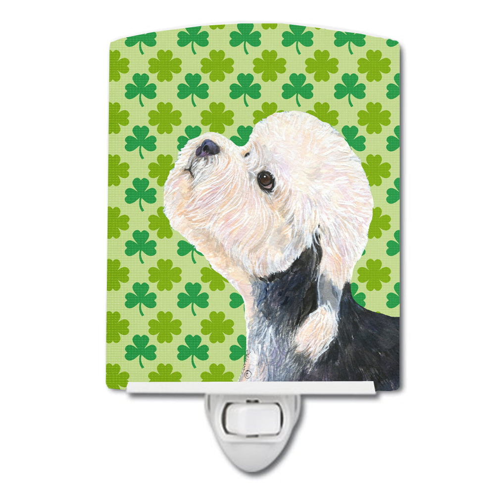 Dandie Dinmont Terrier St. Patricks Day Shamrock Ceramic Night Light