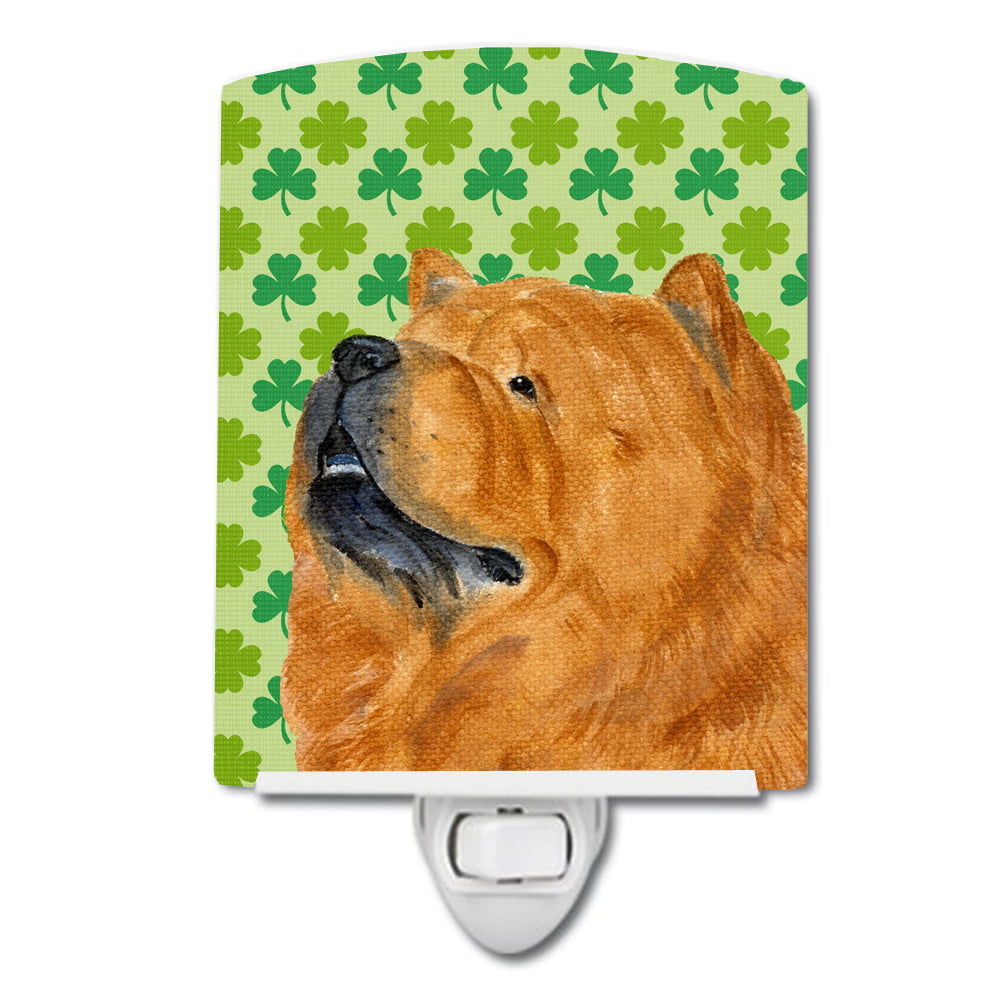 Chow Chow St. Patricks Day Shamrock Portrait Ceramic Night Light