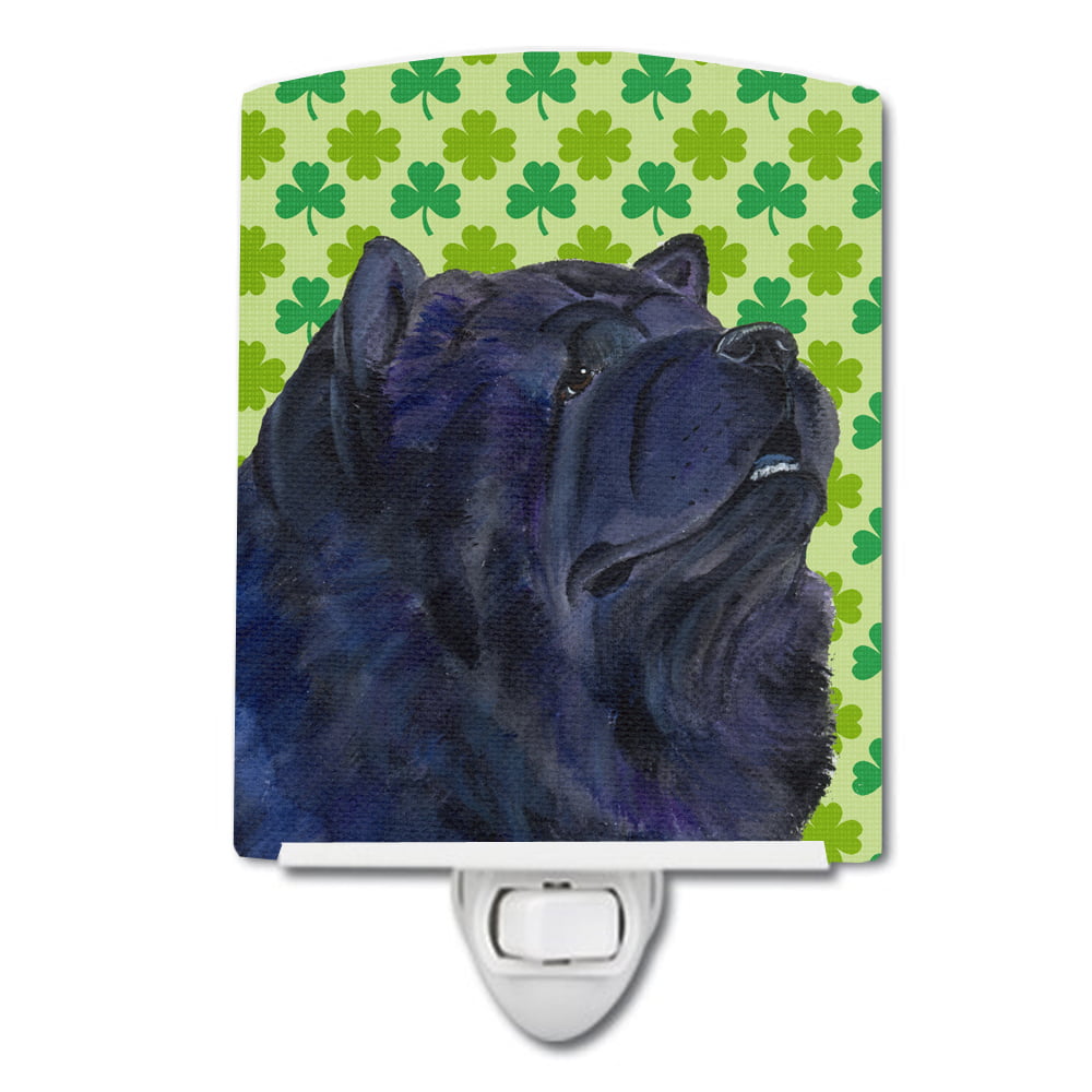 Chow Chow St. Patricks Day Shamrock Portrait Ceramic Night Light