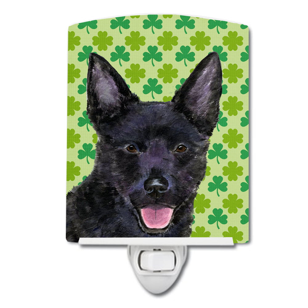 Australian Kelpie St. Patricks Day Shamrock Portrait Ceramic Night Light