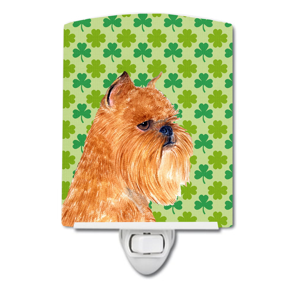Brussels Griffon St. Patricks Day Shamrock Portrait Ceramic Night Light