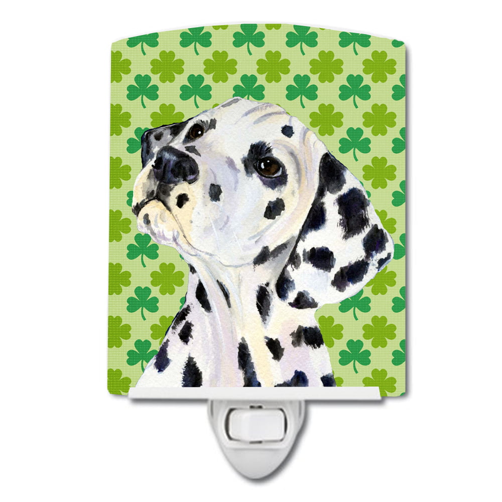 Dalmatian St. Patricks Day Shamrock Portrait Ceramic Night Light