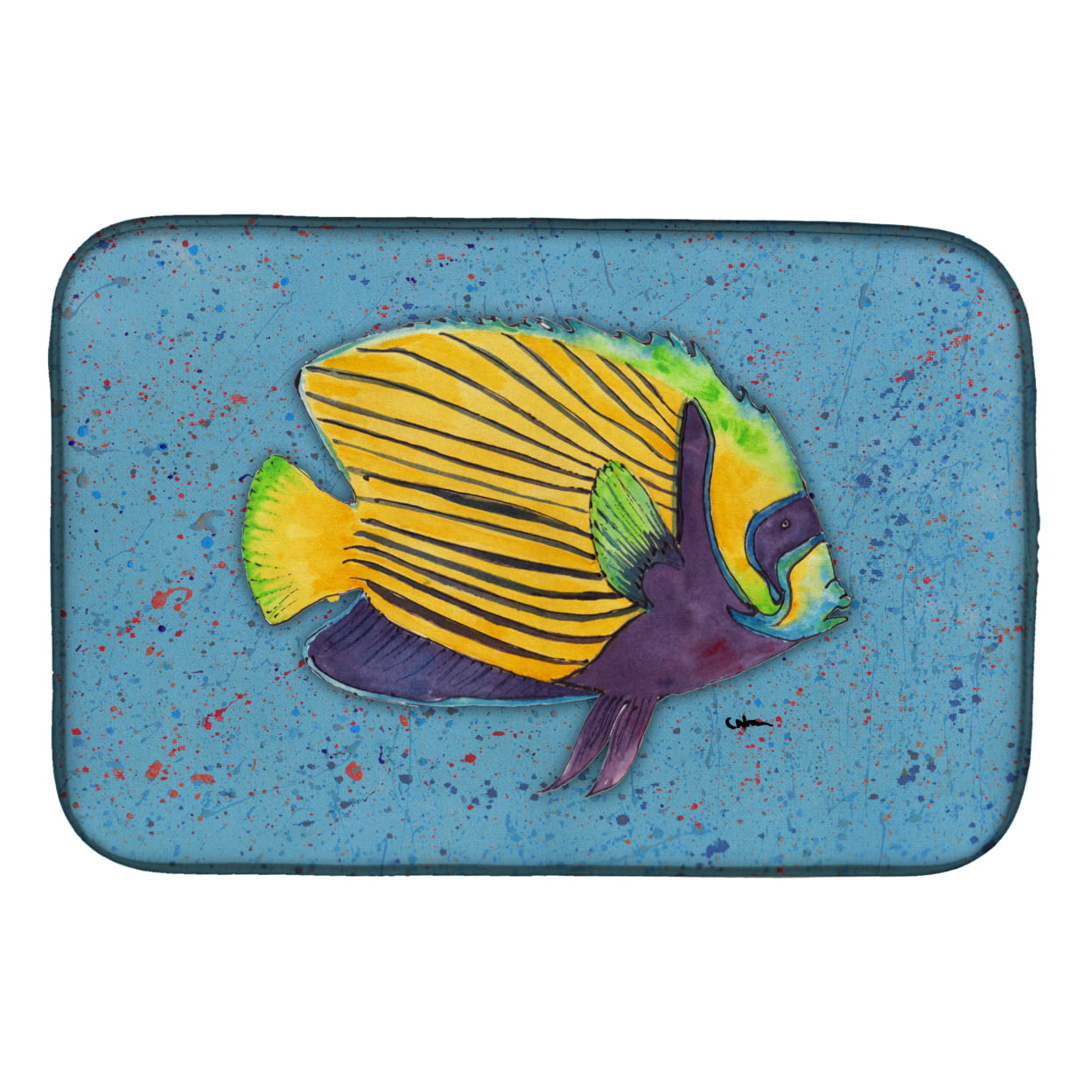 8579DDM Tropical Fish on Blue Dish Drying Mat