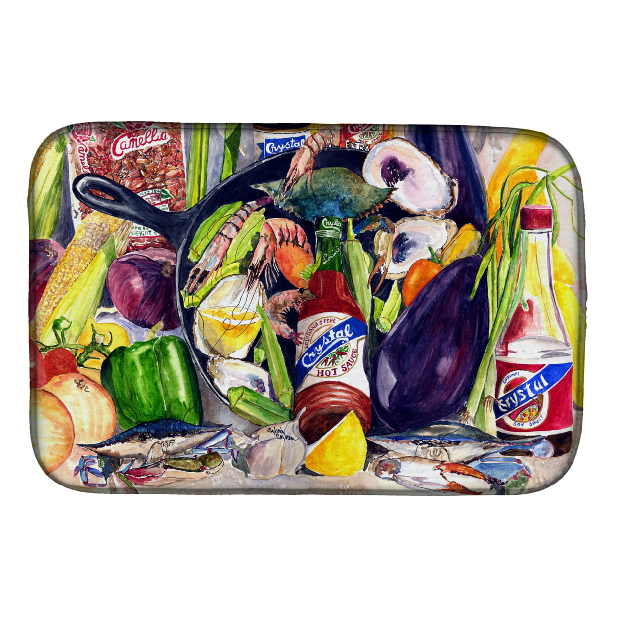 Crystal Hot Sauce With Camellia Beans & Black Skillet Dish Drying Mat