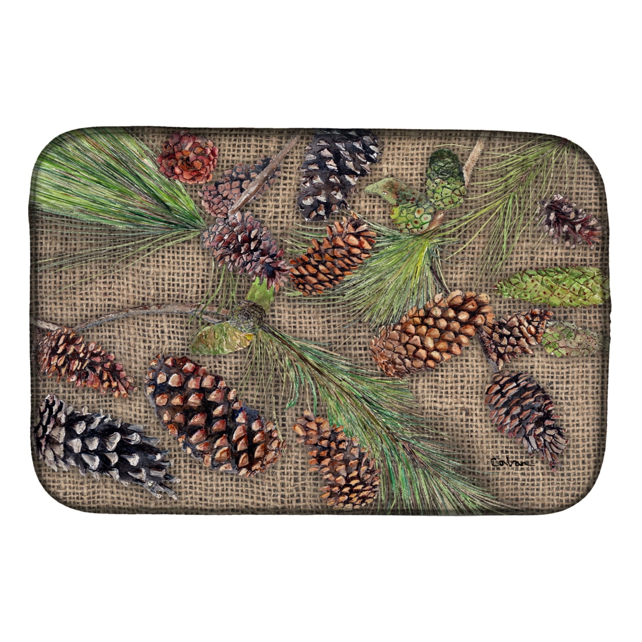 8735DDM Pine Cones Dish Drying Mat