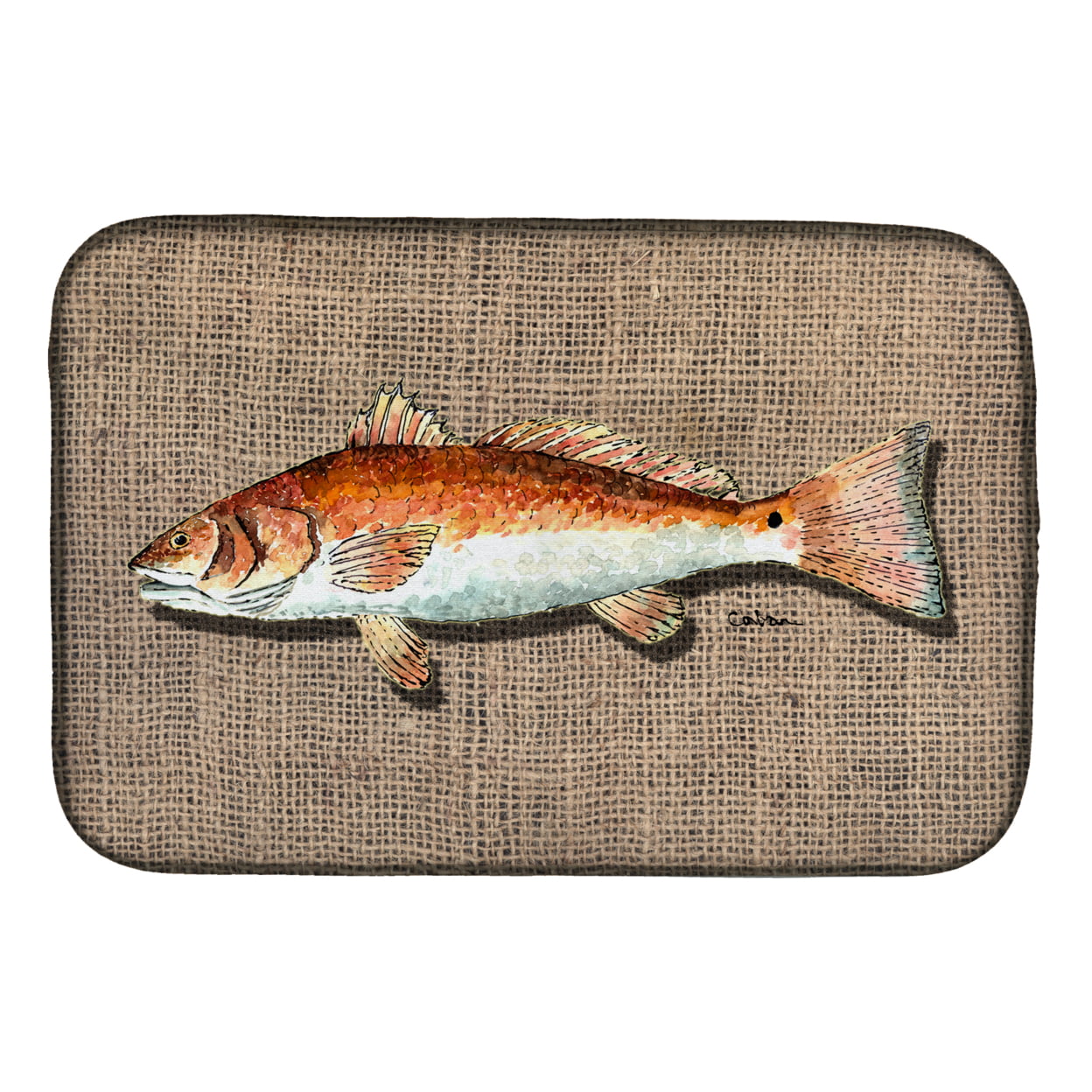 8736DDM Red Fish Dish Drying Mat