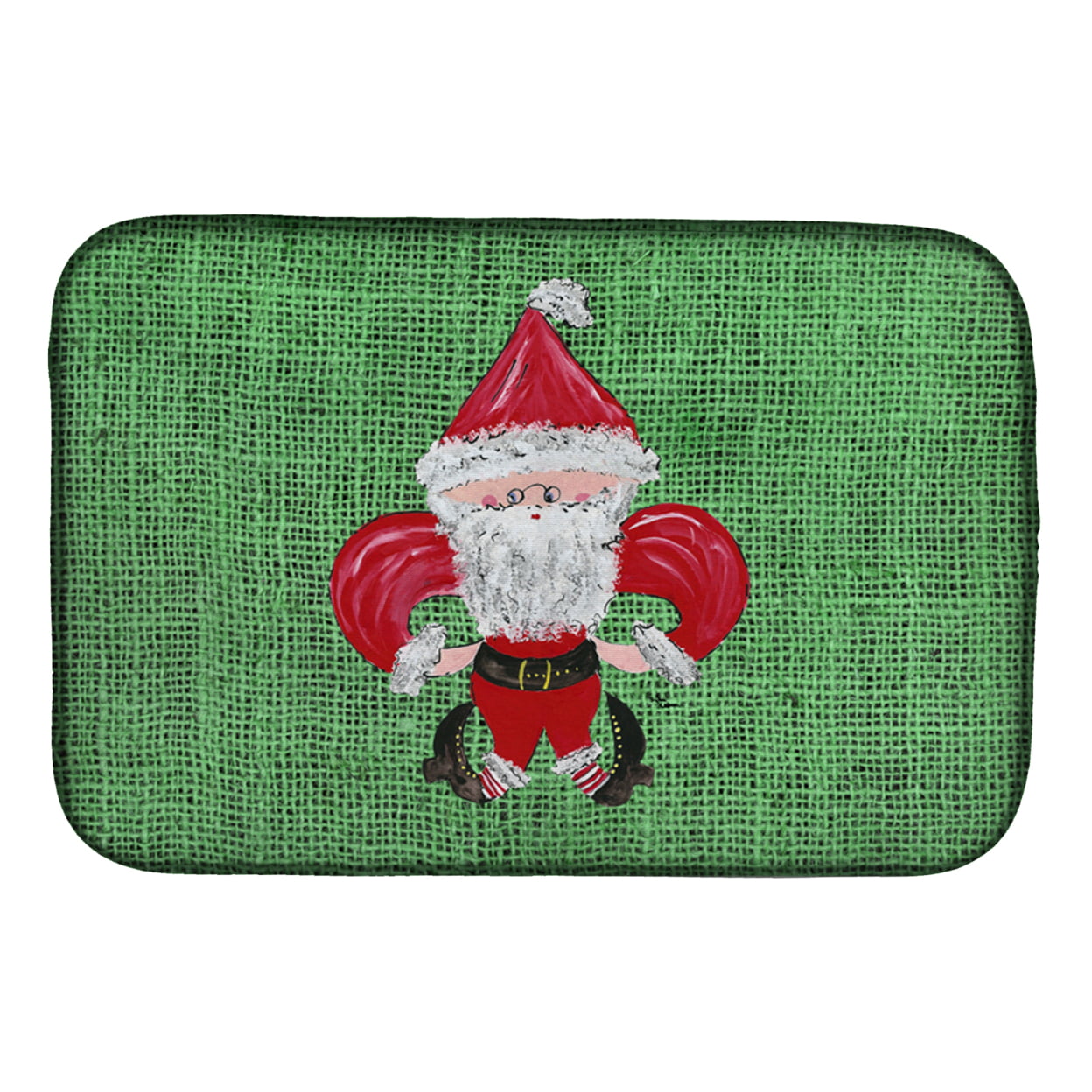 8746DDM Christmas Santa Fleur De Lis Dish Drying Mat