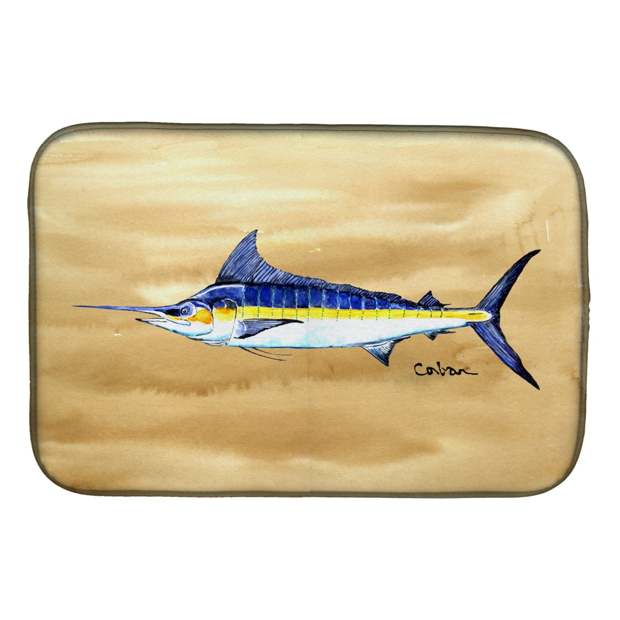 Swordfish on Sandy Beach Dish Drying Mat