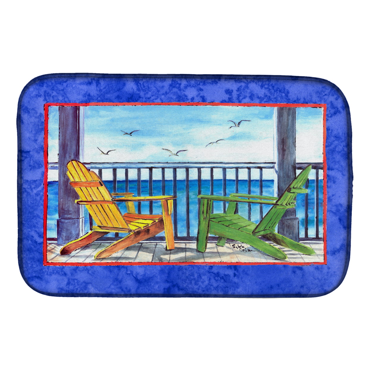 8767DDM Adirondack Chairs Blue Dish Drying Mat