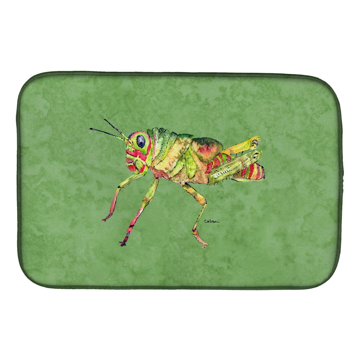 Grasshopper on Avacado Dish Drying Mat