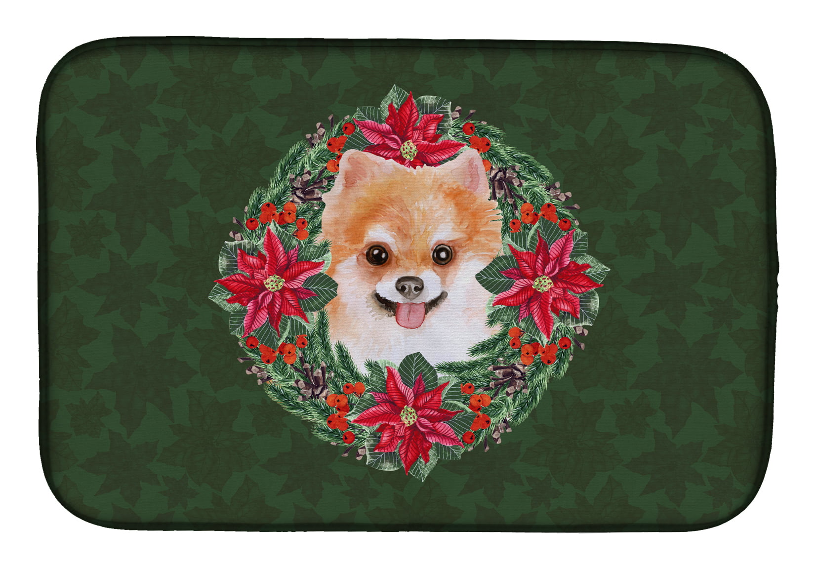 Pomeranian No.2 Poinsetta Wreath Dish Drying Mat