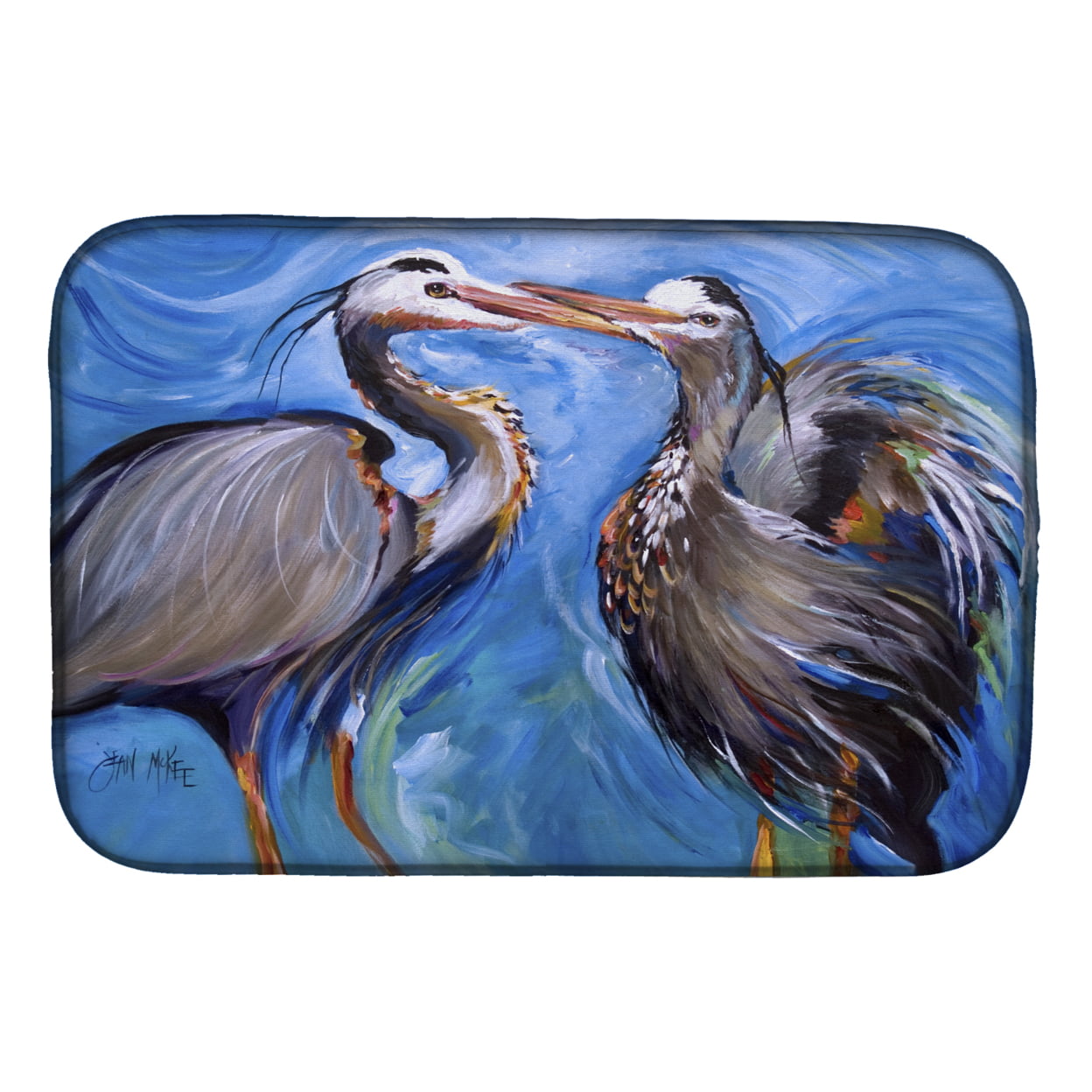 Picture of Carolines Treasures JMK1011DDM Blue Heron Love Dish Drying Mat