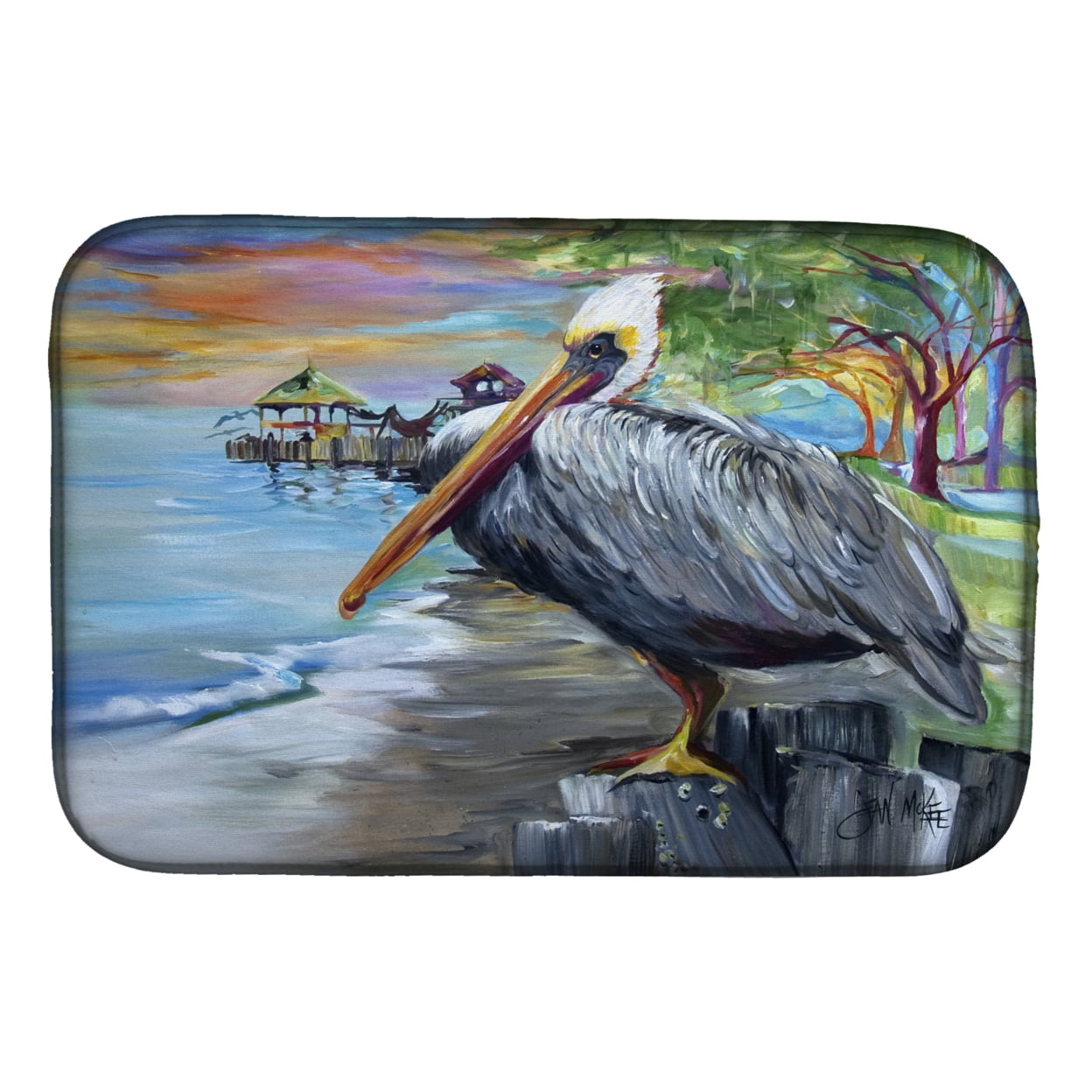 Picture of Carolines Treasures JMK1021DDM Pelican View Dish Drying Mat