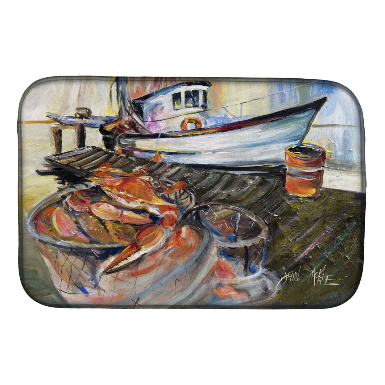 Picture of Carolines Treasures JMK1104DDM Blue Crab Trap Dish Drying Mat