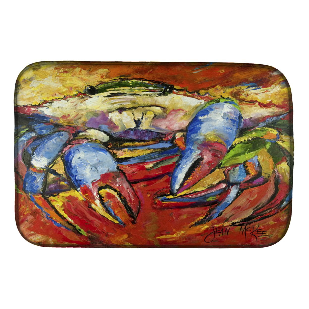 Picture of Carolines Treasures JMK1107DDM Blue Crab Red Dish Drying Mat