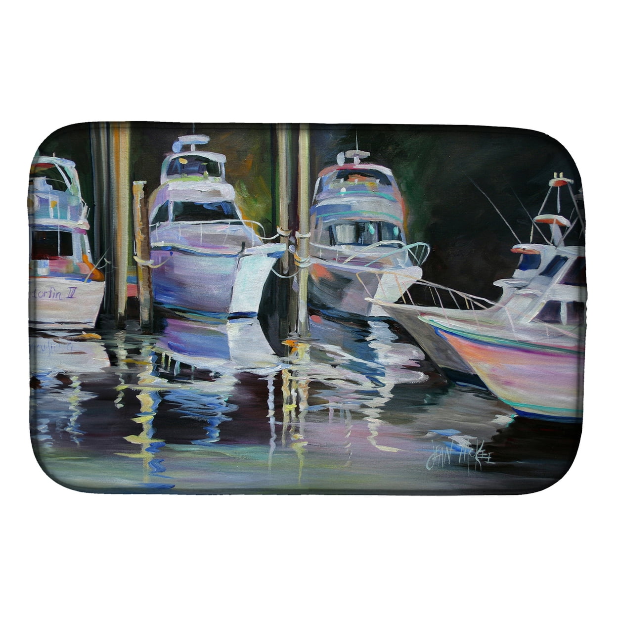 Picture of Carolines Treasures JMK1048DDM Deep Sea Fishing Boats Dish Drying Mat