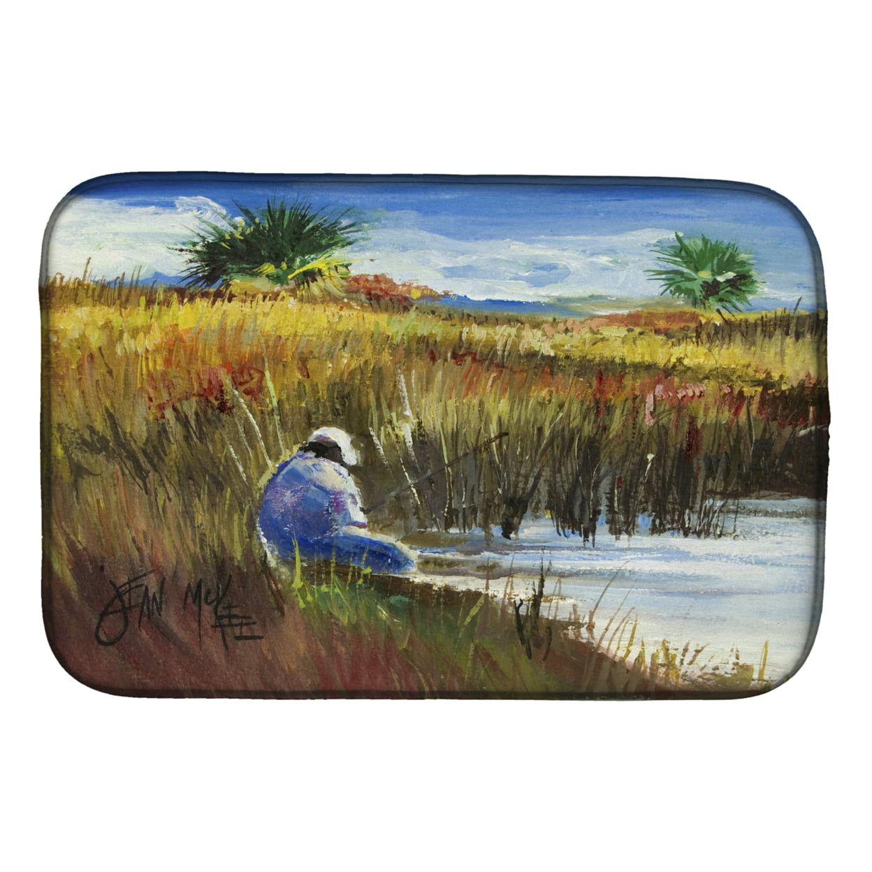Picture of Carolines Treasures JMK1125DDM Fisherman on the Bank Dish Drying Mat