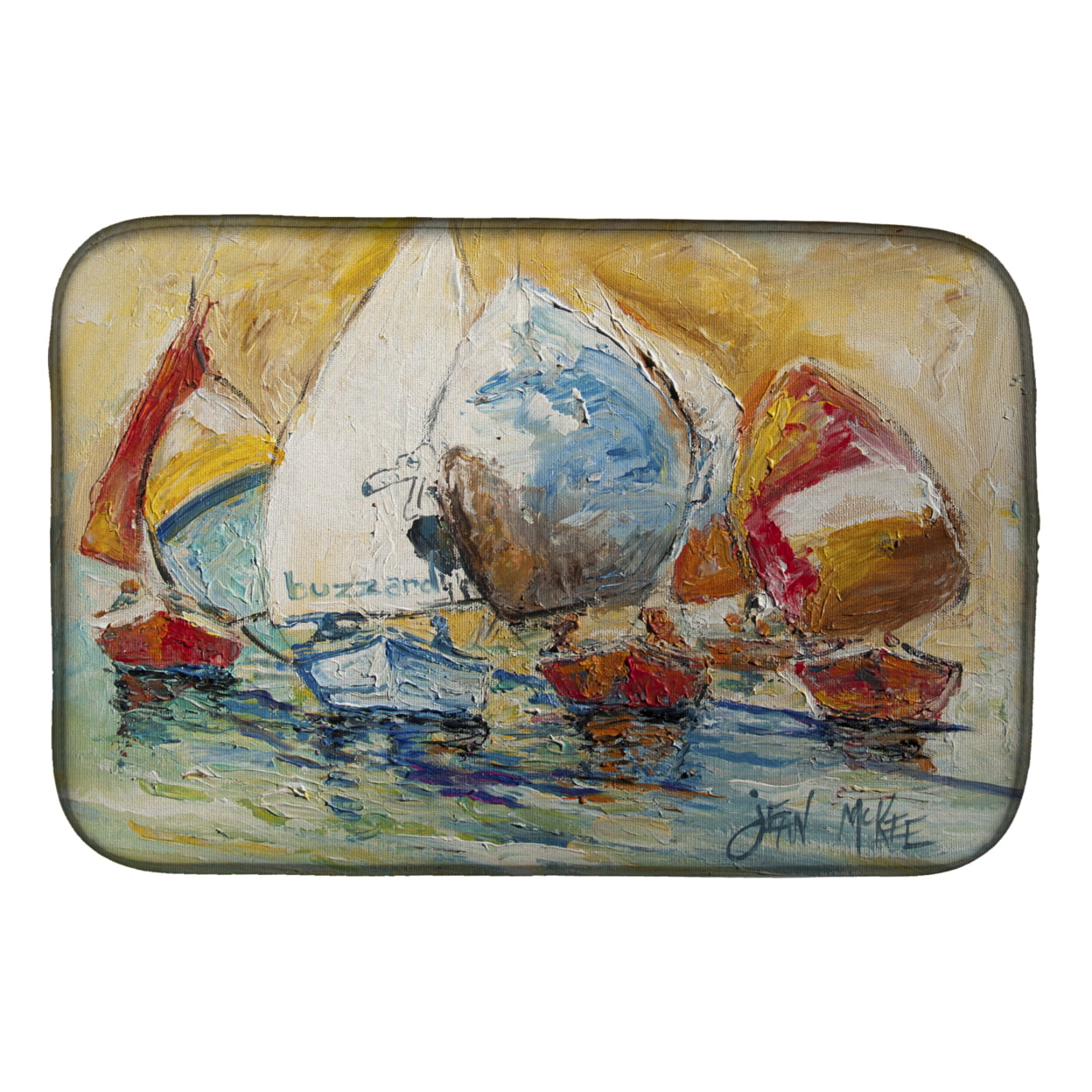 Picture of Carolines Treasures JMK1037DDM Buzzards Sailboat Race Dish Drying Mat