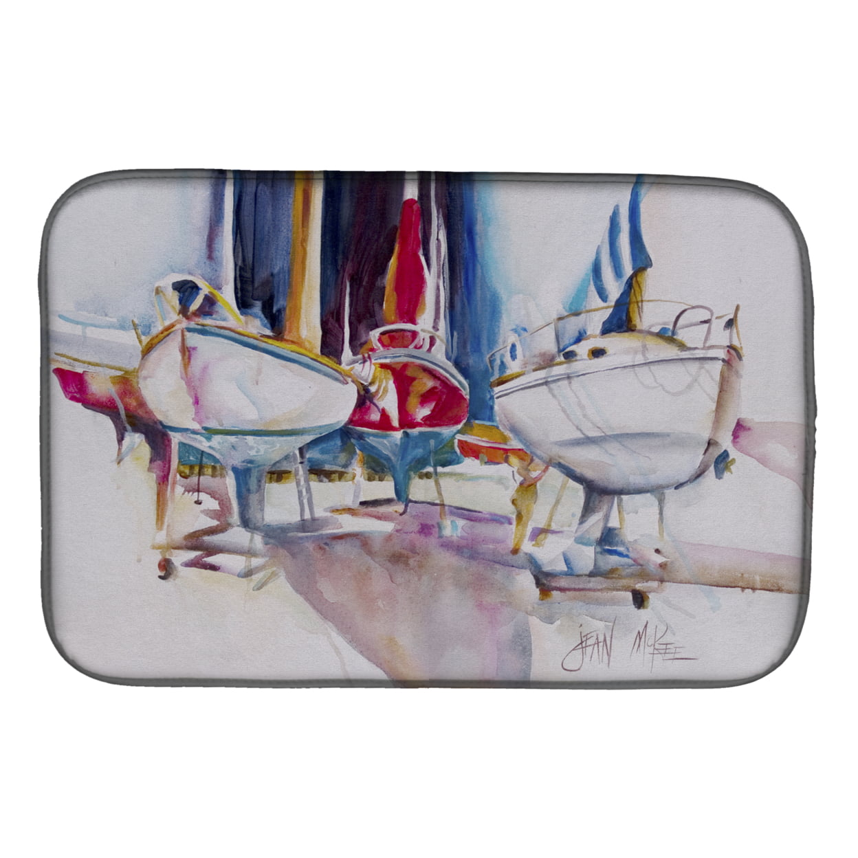 Picture of Carolines Treasures JMK1039DDM Sailboats in Dry Dock Dish Drying Mat