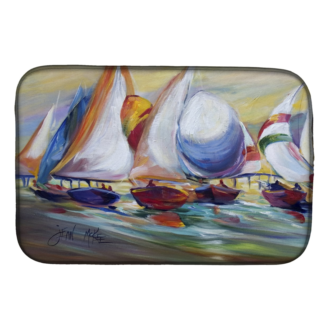Picture of Carolines Treasures JMK1040DDM Sailboat Race in Dauphin Island Dish Drying Mat